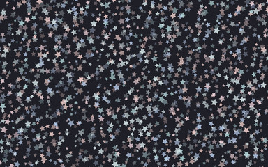 Transparent little stars of different colors on a dark background. The pattern of the night sky. Vector illustration 