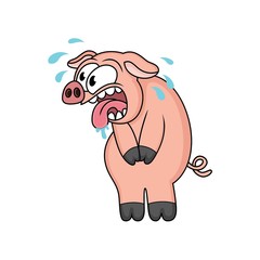 cartoon pig is holding urine