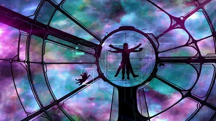 The Vitruvian astronaut and his cat are eager for adventure