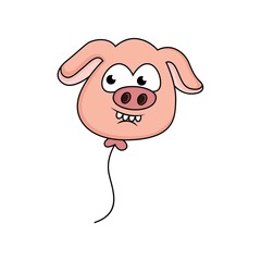 cartoon pig illustration into a balloon