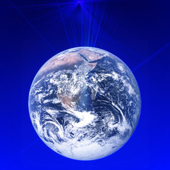 Worldwide global communication network  around planet Earth. High speed data and internet connection.Modern technology for business, banking,broadcasting. Elements of this image are furnished by NASA