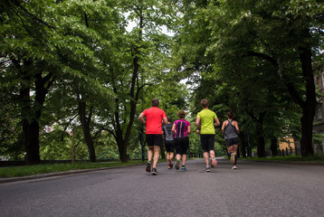 runners team on morning training