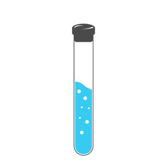 Test tubes icon. Flask with blue liquid. Element of medical, chemistry lab equipment set. Medicine. Vector illustration.