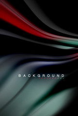 Fluid liquid colors design, colorful marble or plastic wavy texture background, glowing multicolored elements on black, for business or technology presentation or web brochure cover design, wallpaper