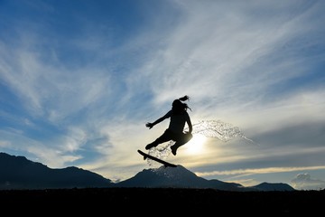 young crazy skateboard and creativity concept © emerald_media