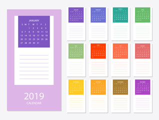 2019 new year calendar