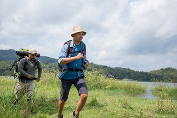 Two hikers out trekking