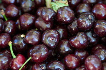 Cherry basket Sweet cherry background cherry with leaf