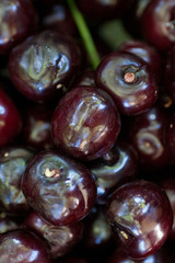 Cherry basket Sweet cherry background cherry with leaf