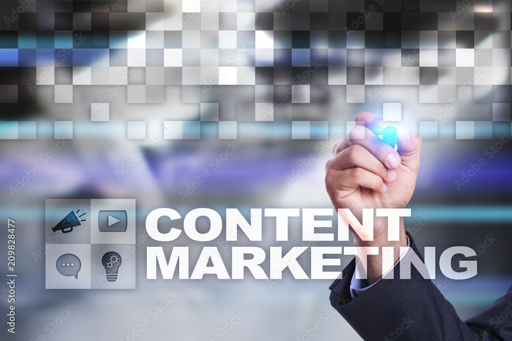 Poster content text on virtual screen. business technology and internet concept.