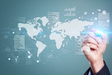 Business concept background. Virtual screen with empty space for text. Internet and technology.