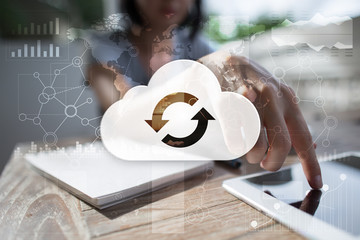 Cloud technology. Data storage. Networking and internet service concept.