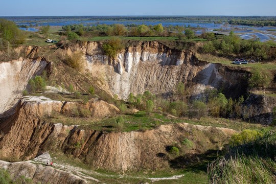Huge old Chalk quarry landscape. Beautiful space background