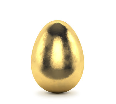 Gold Egg On A White Background. 3D Illustration