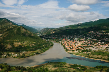 Fototapeta premium Two river meeting. Mtskheta, Georgia