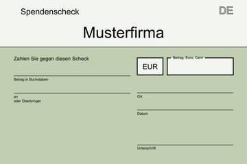 Spendenscheck mit Firmenname - einfach gr&uuml;n