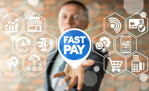 Fast Pay Concept. Online Digital Quickly Payment. Money Speed Financial Business Shopping Technology.