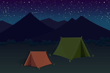Zeltelager bei Nachthimmel