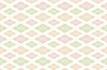 Japanese traditional pattern kimono flower petal diamond background pink yellow green