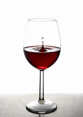 splash of red wine in a glass