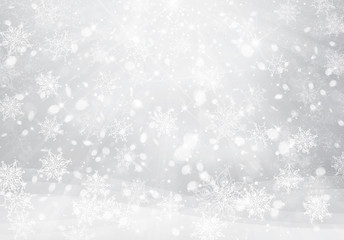 Vector winter, silver snowflakes background. Christmas background.
