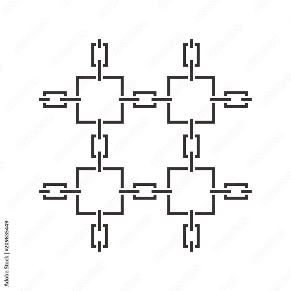 Poster Modern Blockchain technology icons. Vector block chain symbol  in thin line style.