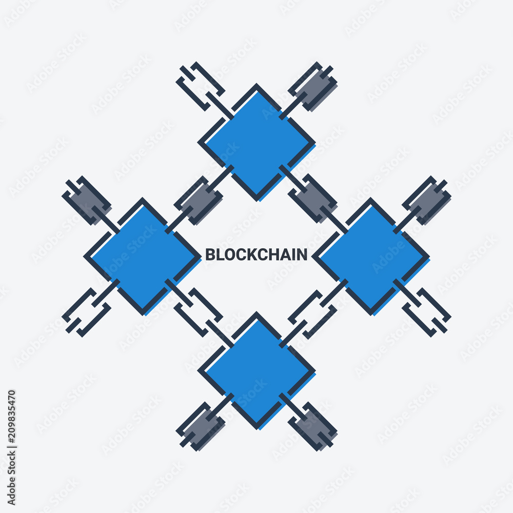 Aufkleber Modern Blockchain technology icons. Vector block chain symbol  in thin line style.