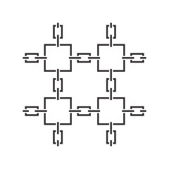 Modern Blockchain technology icons. Vector block chain symbol  in thin line style.