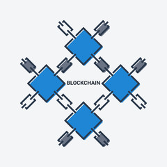 Modern Blockchain technology icons. Vector block chain symbol  in thin line style.