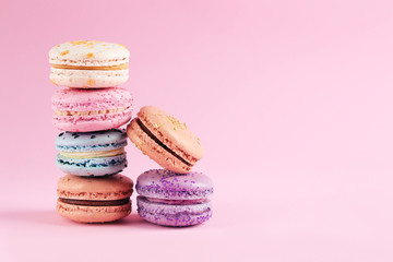 macaroons on a pink background