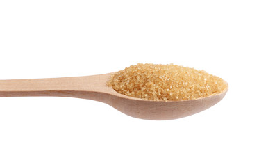 cane sugar in a wooden spoon