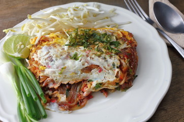 Fried noodle Thai style with egg is delicious