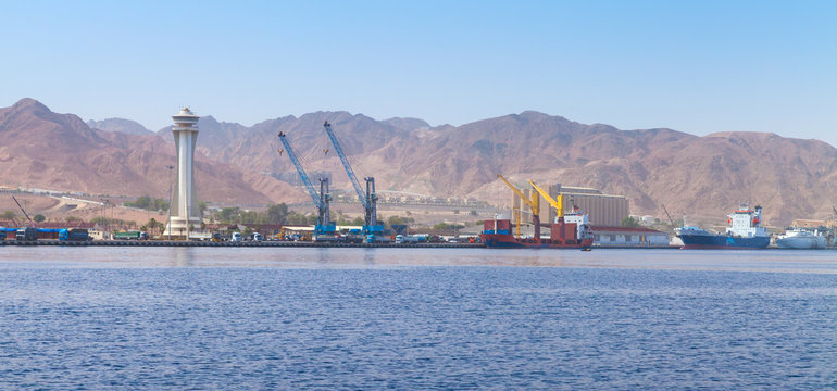 Panorama of Aqaba port, Jordan