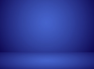 Studio room interior blue color background with lighting effect.