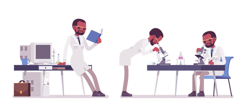 Male black scientist working