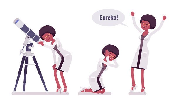 Female black scientist happy with eureka result