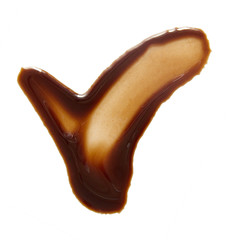 Dabs and drops of melted chocolate isolated on white