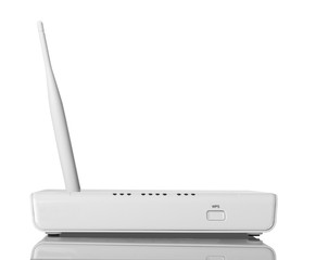 Wi-Fi router with WPS function, isolated on white