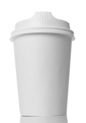 Special container with lid for drinks, on take away isolated on white