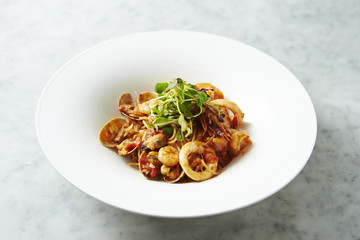 Tomato sauce seafood spaghetti 