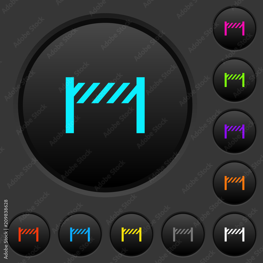 Poster road closure fence dark push buttons with color icons