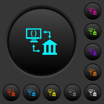 Open banking API dark push buttons with color icons