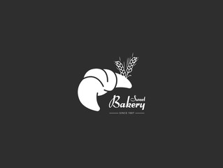 Sweet Bakery Croissant Black Background Icon