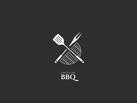 Barbecue Vector Black Background Icon