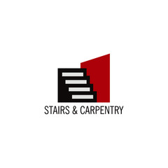 Carpentry stairs construction company vector isolated logo concept. Modern business icon