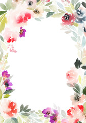 Greeting card with watercolor flowers handmade.