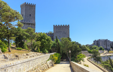Erice in Sicily, beautifully located 750 m above sea level medieval norman fortress Castello di Venere 