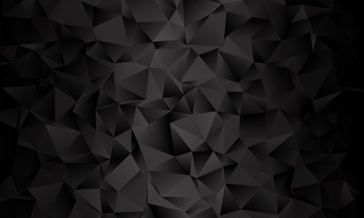 Black polygon background. Vector imitation of the 3D illustration. Pattern with triangles of different scale.