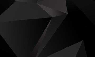 Black polygon background. Vector imitation of the 3D illustration. Pattern with triangles of different scale.