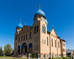 Fototapeta na wymiar Orthodox church of the Dormition of the Virgin Mary in Czyze, Podlaskie, Poland